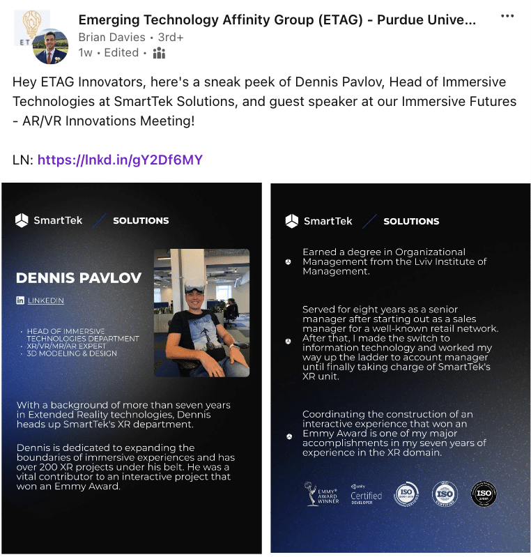 ETAG Purdue University Dennis Pavlov