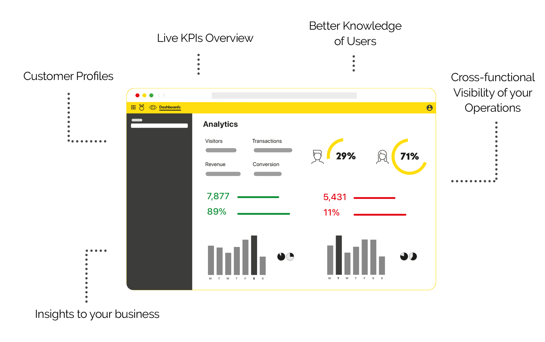 Business dashboard in custom software