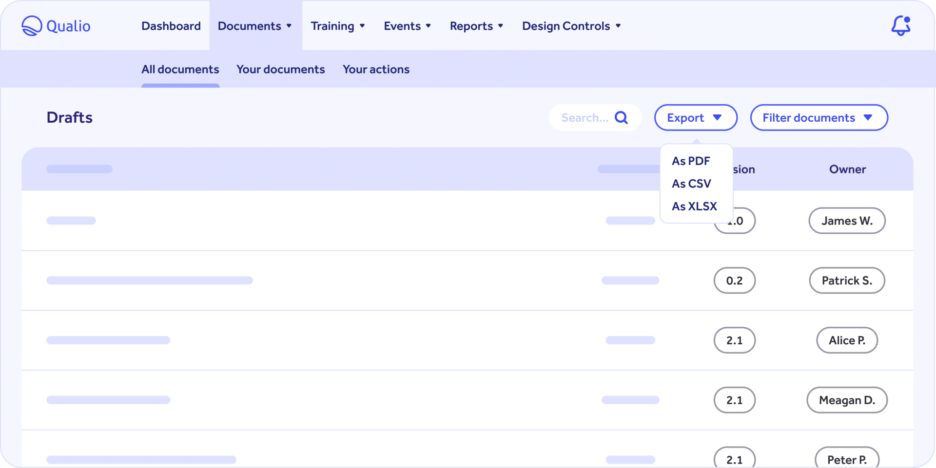 Documents file export in different formats