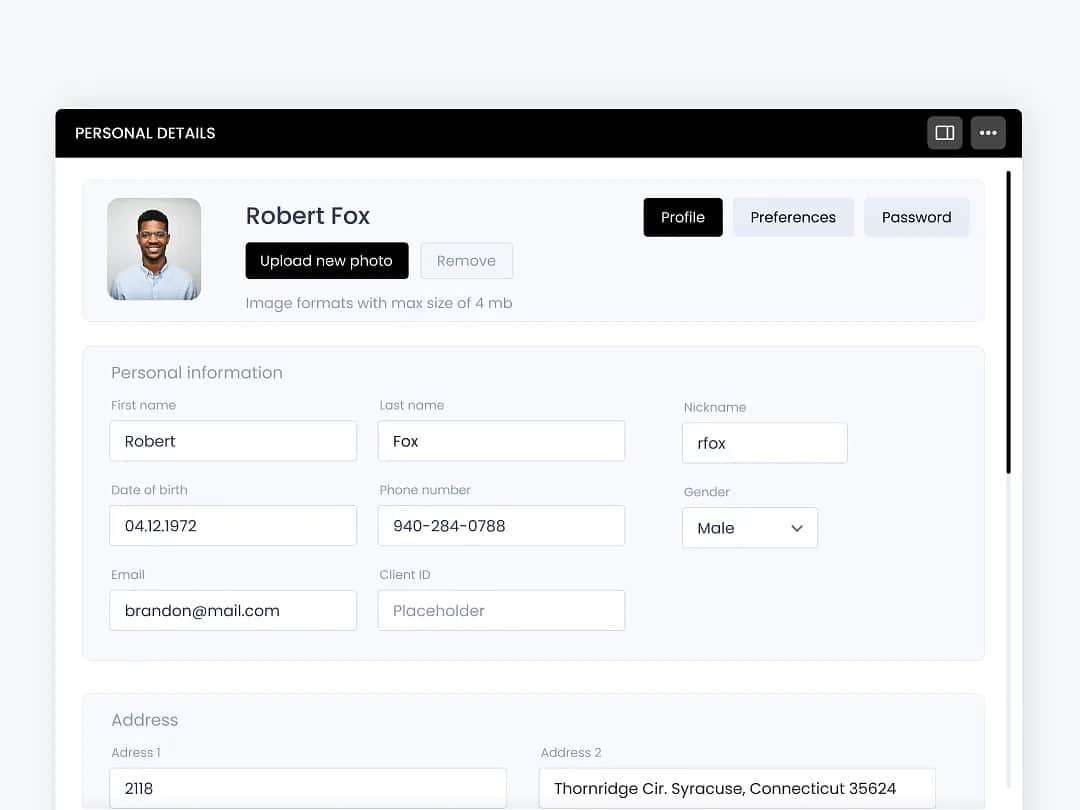 Electronic health record card example