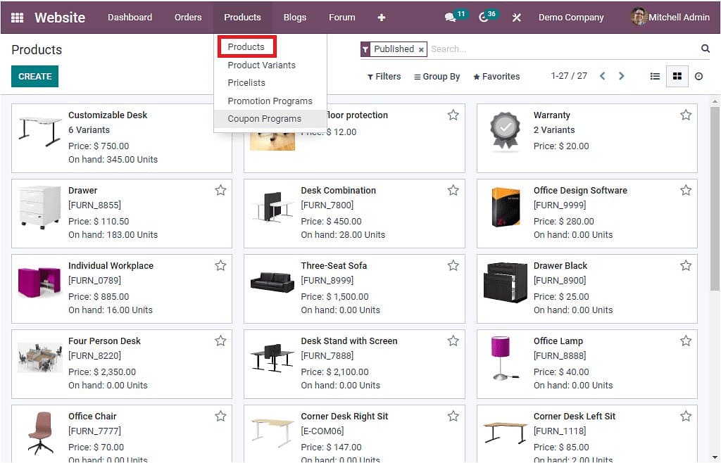 Product Management in Odoo ERP
